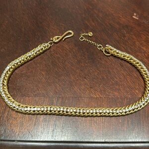 16” gold chain with crystal/cubic zirconia throughout. Super easy clasp.